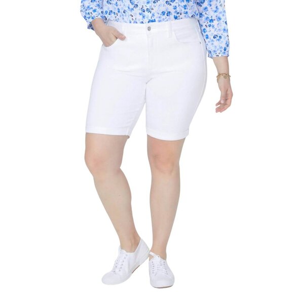 NWT NYDJ Briella 11 Inch Cuffed Denim Shorts in Optic White - Picture 2 of 4